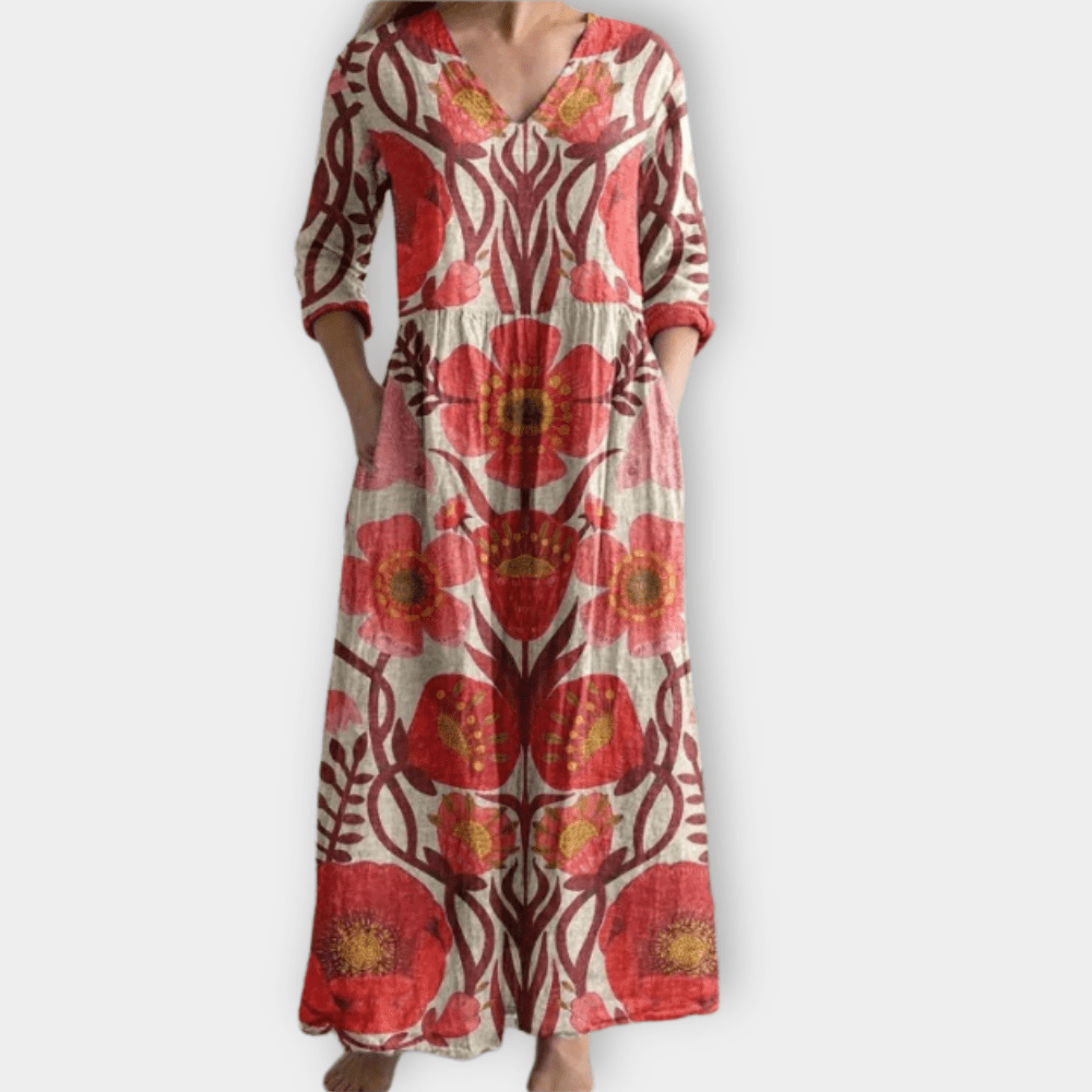 Adelgundis | Robe longue bohème en tissu doux de qualité supérieure