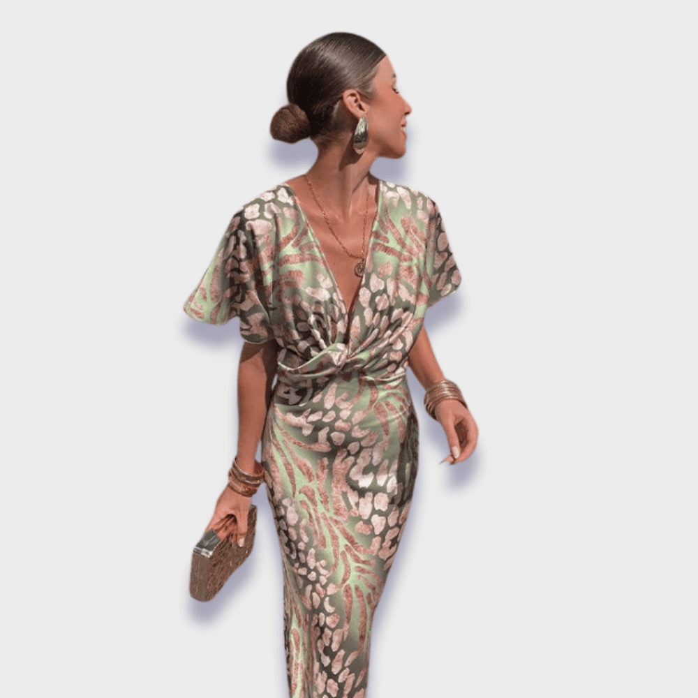 Cornelia | Robe longue torsadée à col en V premium