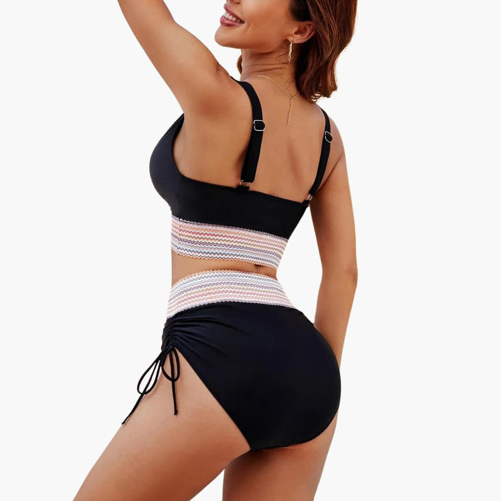 Bikini femme taille haute élégant avec contrôle du ventre