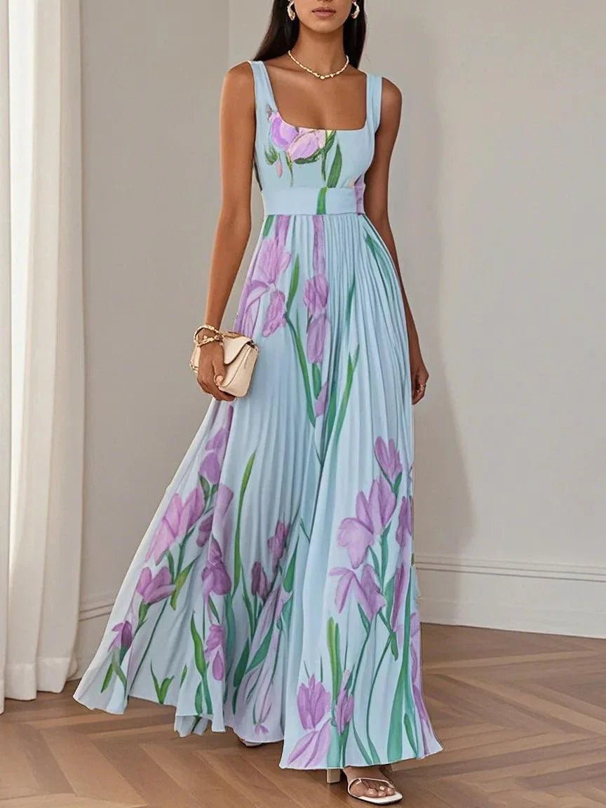 Fashionmoment® Sophie | Robe longue plissée fleurie de luxe