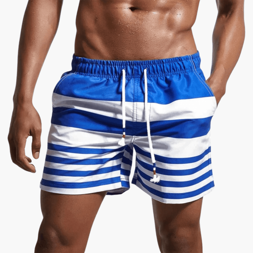 Short de bain rayé - Short de bain à cordon pour homme