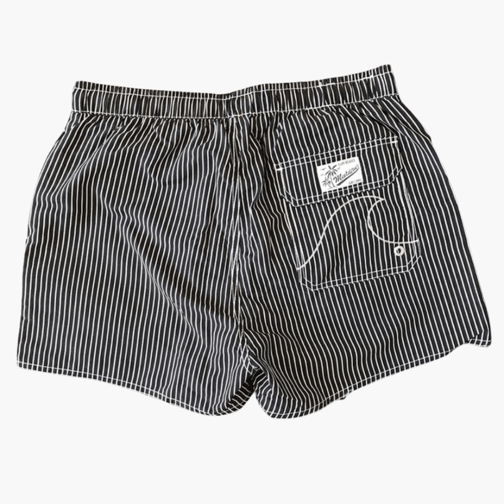 Short de bain rayé pour homme - avec cordon de serrage et poches latérales