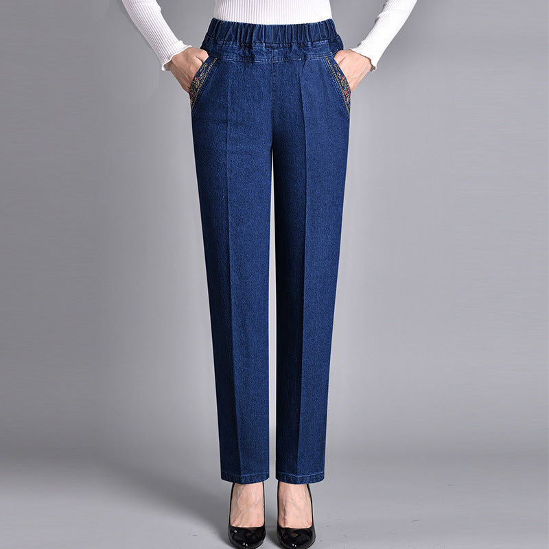 Nouvelle® | Jeans pour femmes avec poches latérales et taille élastique