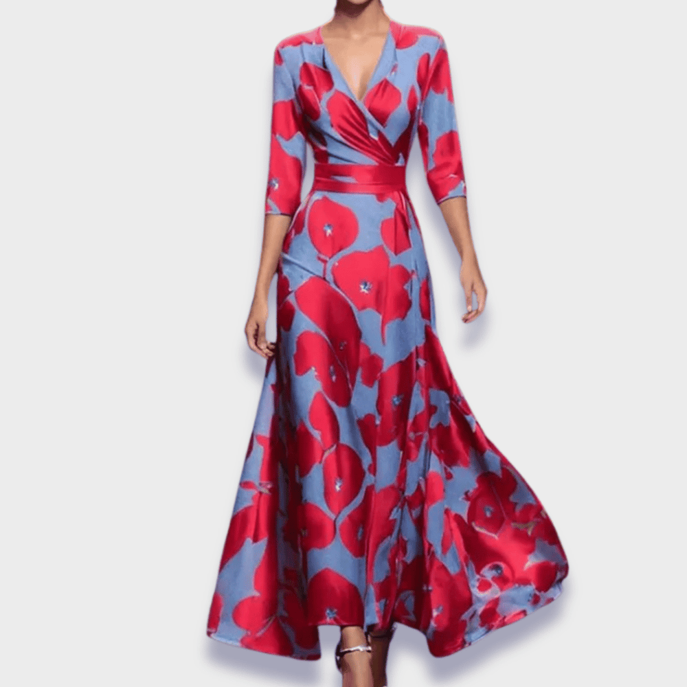 Stefanie | Robe longue élégante en tissu floral haut de gamme