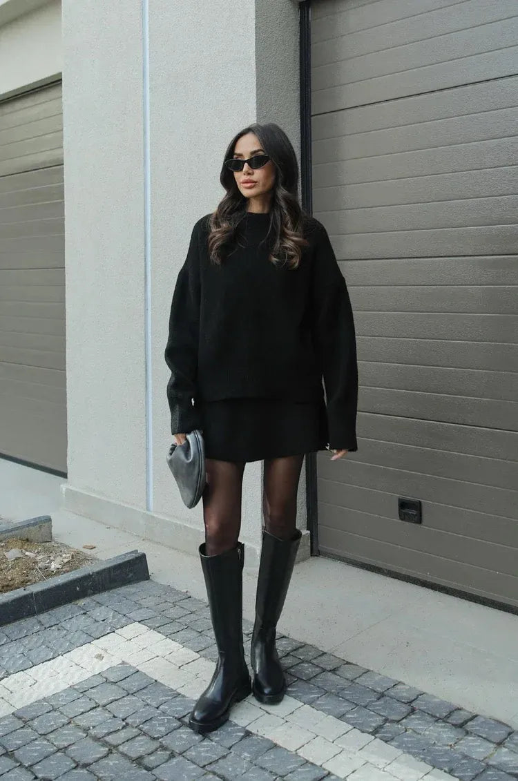 Helena | Ensemble jupe en tricot (haut + jupe)