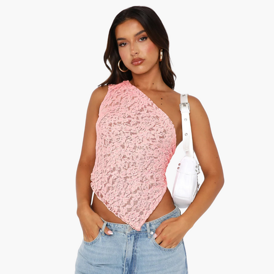 Haut asymétrique en dentelle pour femme – look tendance asymétrique 