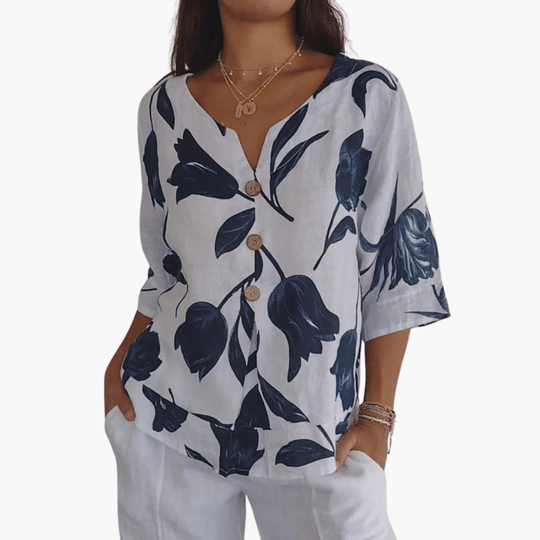 Chemisier à imprimé floral pour femme – Haut d'été à col en V