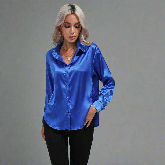 Xaveria | Chemisier en satin haut de gamme à l'éclat élégant