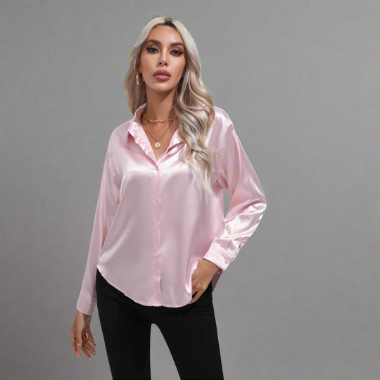 Xaveria | Chemisier en satin haut de gamme à l'éclat élégant