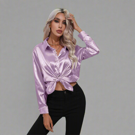 Xaveria | Chemisier en satin haut de gamme à l'éclat élégant