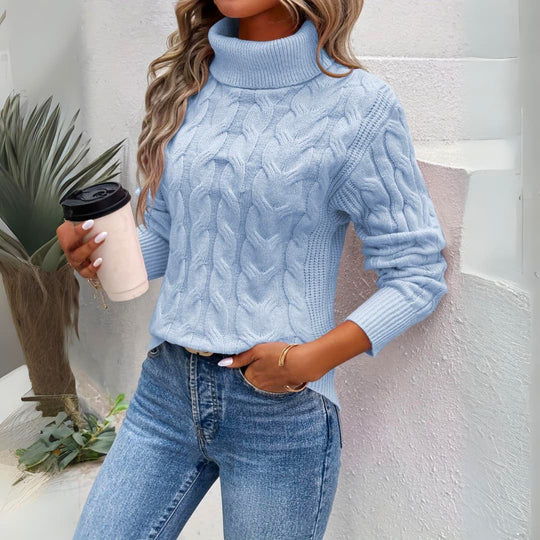 Valérie | Pull col roulé chaud en tricot pour femme