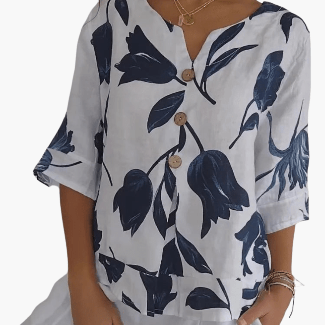 Chemisier à imprimé floral pour femme – Haut d'été à col en V