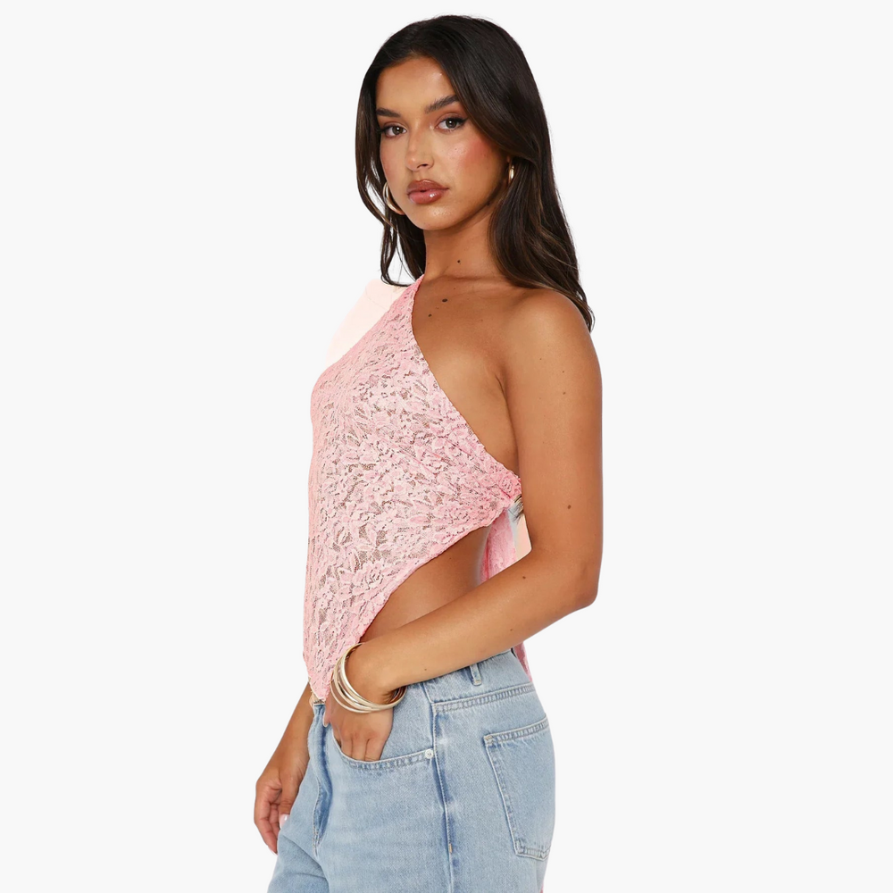 Haut asymétrique en dentelle pour femme – look tendance asymétrique 
