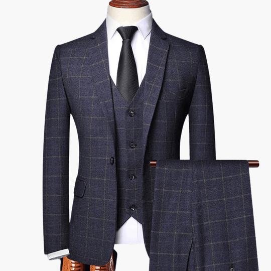 Costume 3 pièces homme avec gilet et veste – motif à carreaux