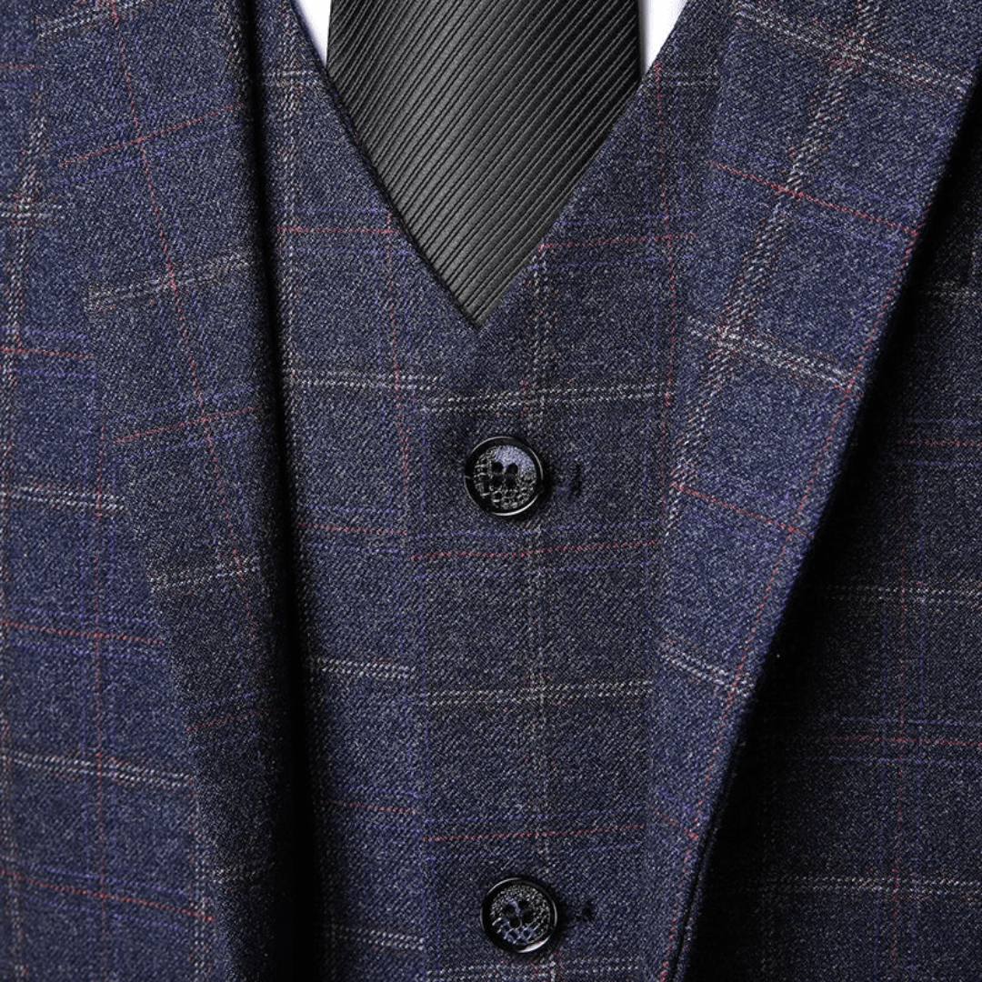 Costume 3 pièces homme avec gilet et veste – motif à carreaux