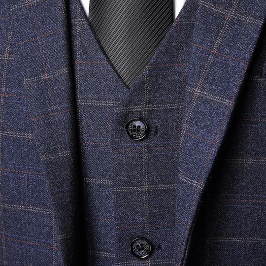 Costume 3 pièces homme avec gilet et veste – motif à carreaux