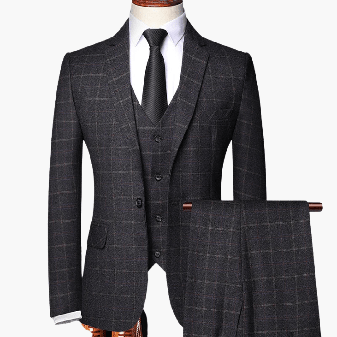 Costume 3 pièces homme avec gilet et veste – motif à carreaux