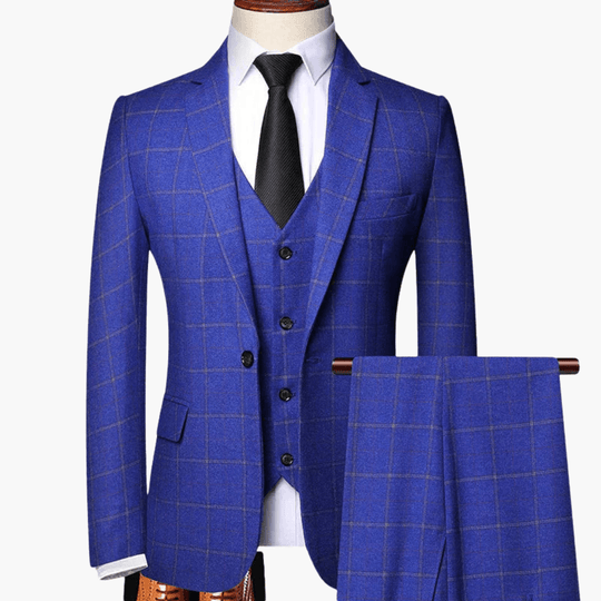 Costume 3 pièces homme avec gilet et veste – motif à carreaux