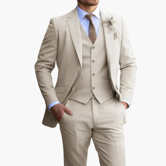 Ensemble costume 3 pièces - costume homme slim fit beige pour mariage