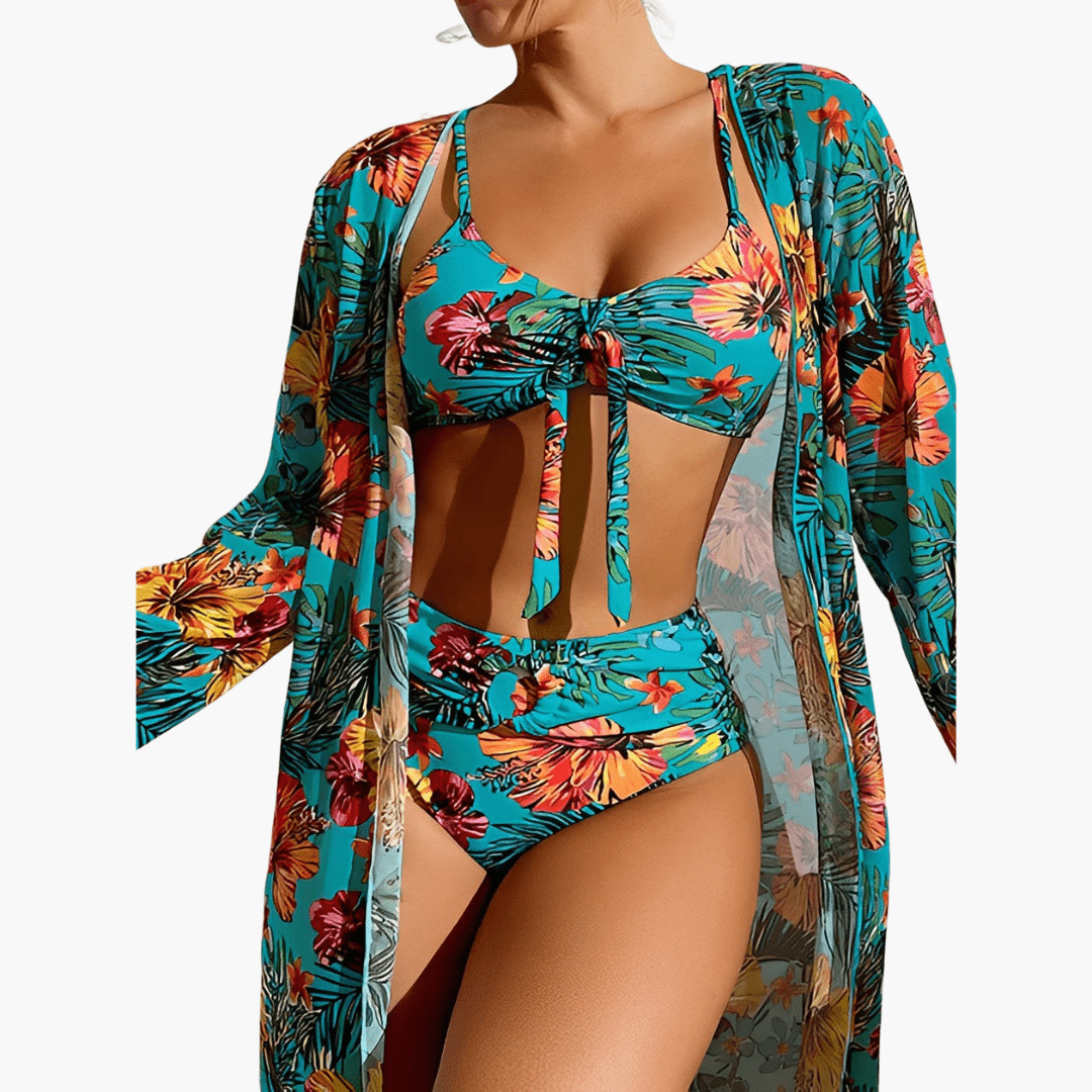 Ensemble bikini 3 pièces - tenue de plage pour femme avec cache-maillot 