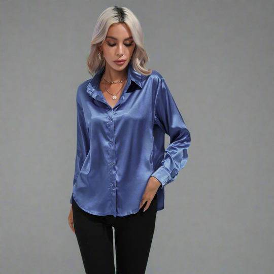 Xaveria | Chemisier en satin haut de gamme à l'éclat élégant