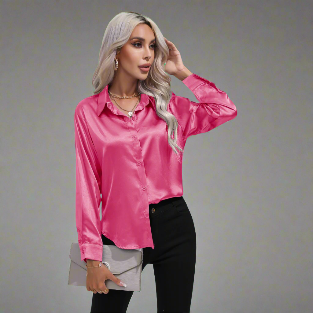 Xaveria | Chemisier en satin haut de gamme à l'éclat élégant