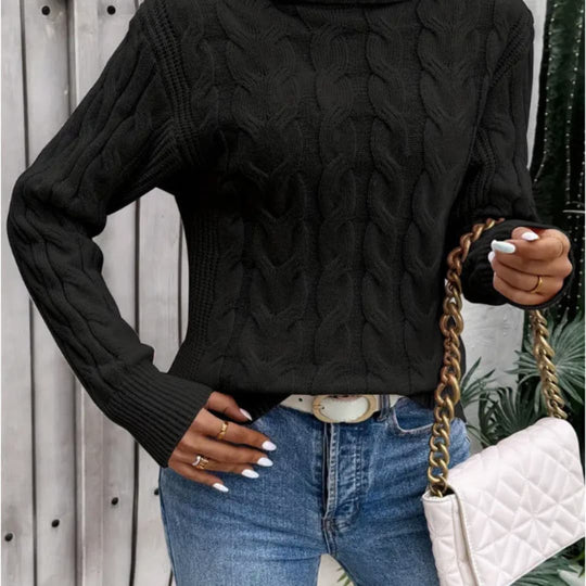 Valérie | Pull col roulé chaud en tricot pour femme