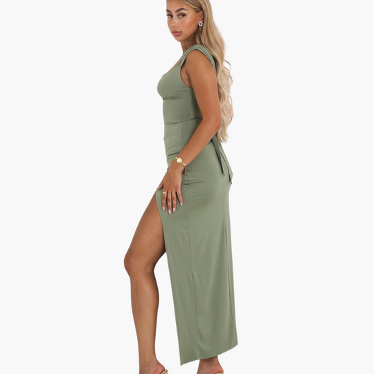 Dagmar | Robe moulante fendue à fronces