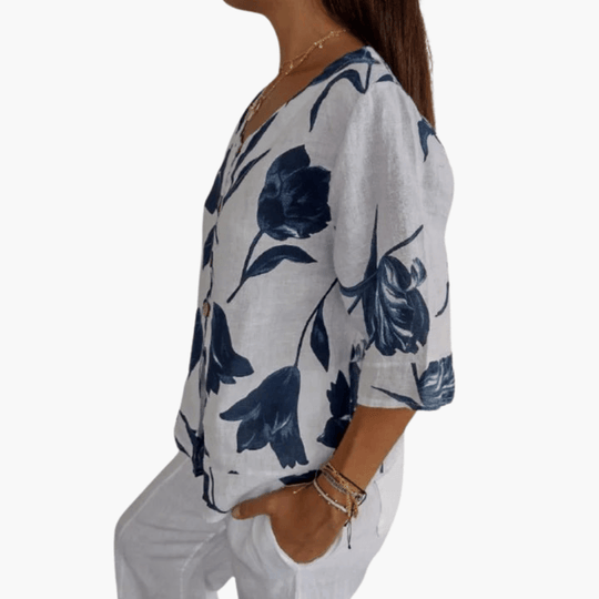 Chemisier à imprimé floral pour femme – Haut d'été à col en V