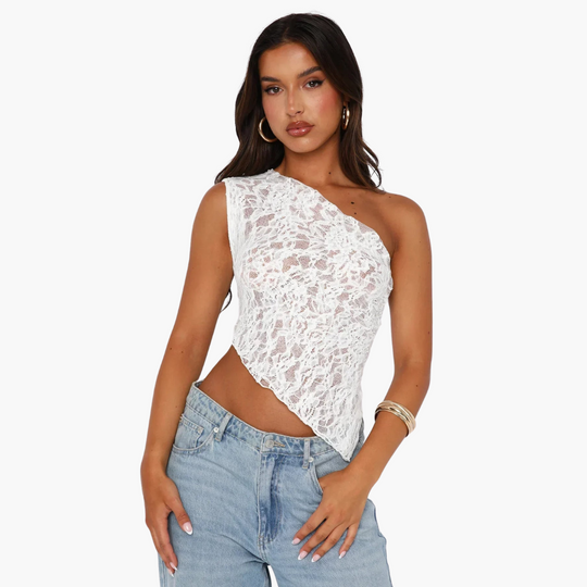 Haut asymétrique en dentelle pour femme – look tendance asymétrique 