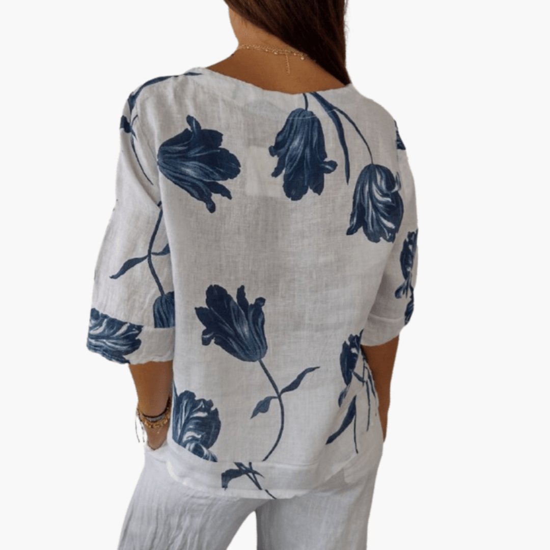 Chemisier à imprimé floral pour femme – Haut d'été à col en V