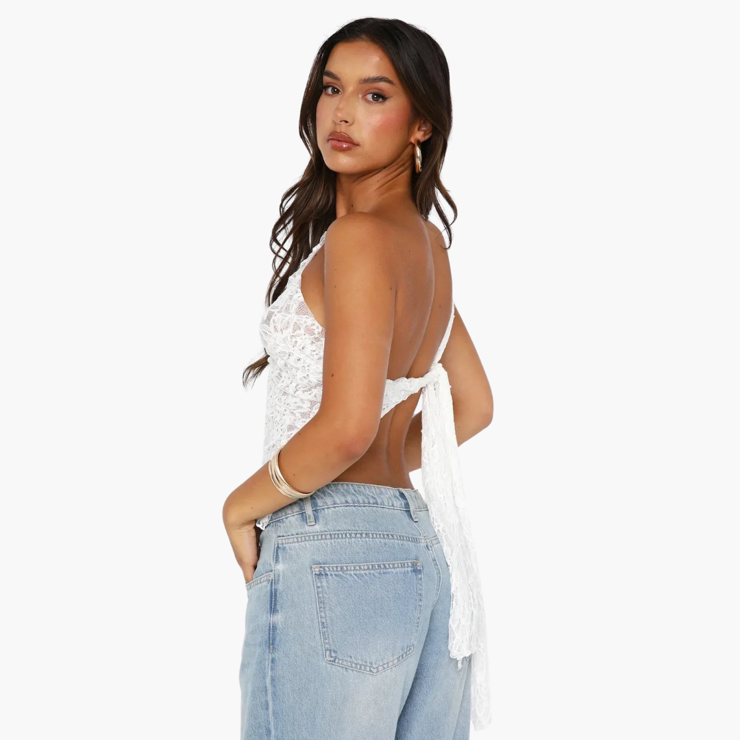 Haut asymétrique en dentelle pour femme – look tendance asymétrique 