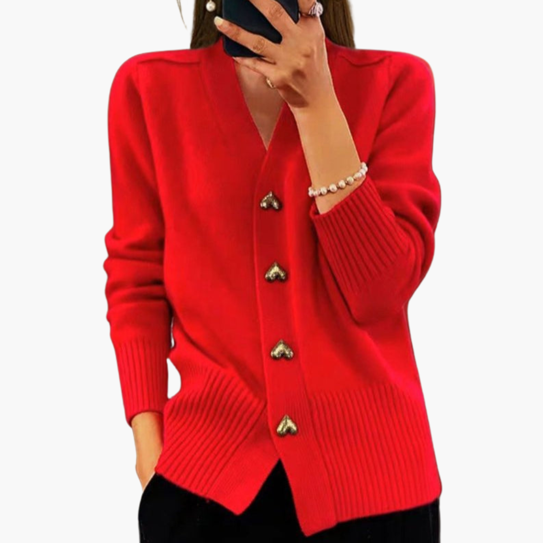 Stella | Cardigan élégant avec boutons en forme de cœur