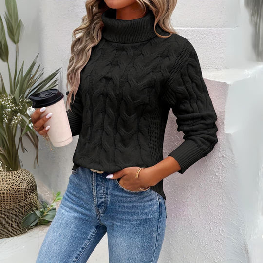 Valérie | Pull col roulé chaud en tricot pour femme