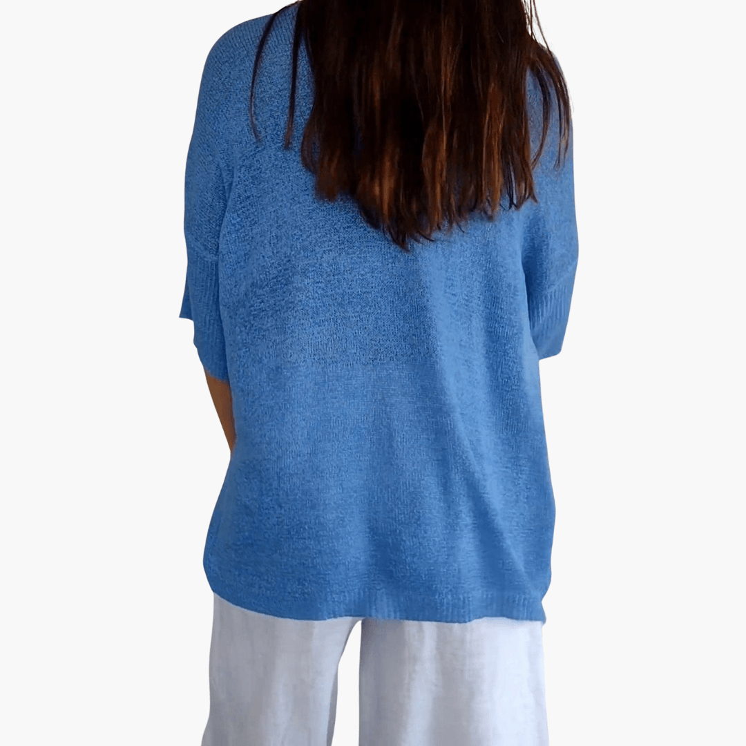 Haut col V pour femme – haut d'été ample pour les loisirs