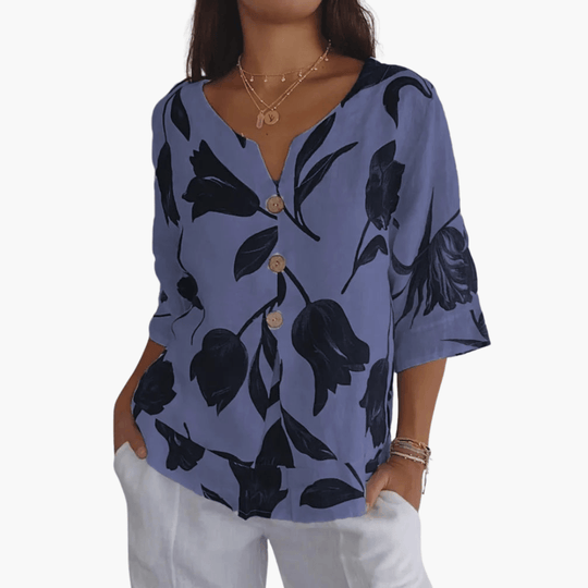 Chemisier à imprimé floral pour femme – Haut d'été à col en V