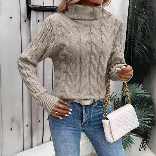 Valérie | Pull col roulé chaud en tricot pour femme