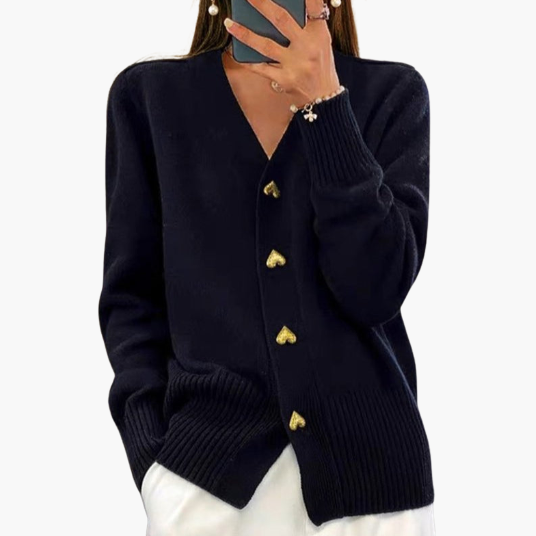 Stella | Cardigan élégant avec boutons en forme de cœur