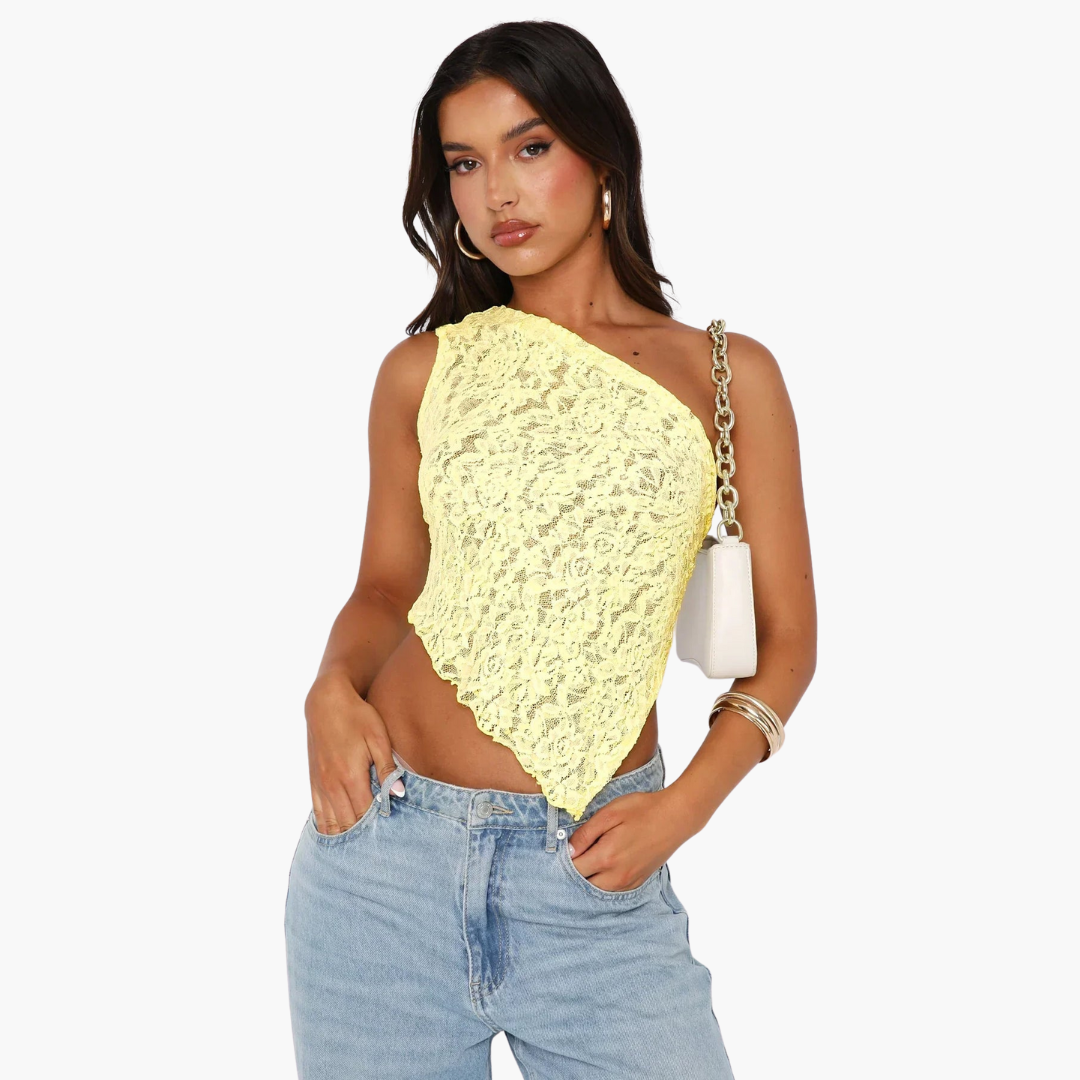 Haut asymétrique en dentelle pour femme – look tendance asymétrique 