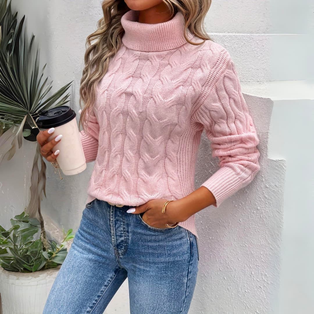 Valérie | Pull col roulé chaud en tricot pour femme