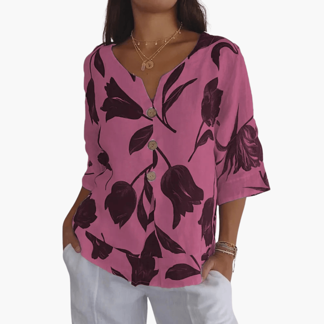 Chemisier à imprimé floral pour femme – Haut d'été à col en V