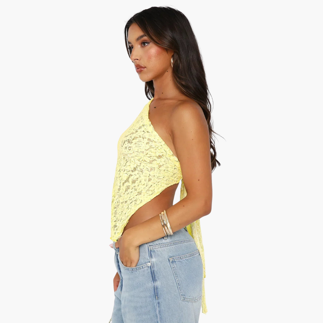 Haut asymétrique en dentelle pour femme – look tendance asymétrique 