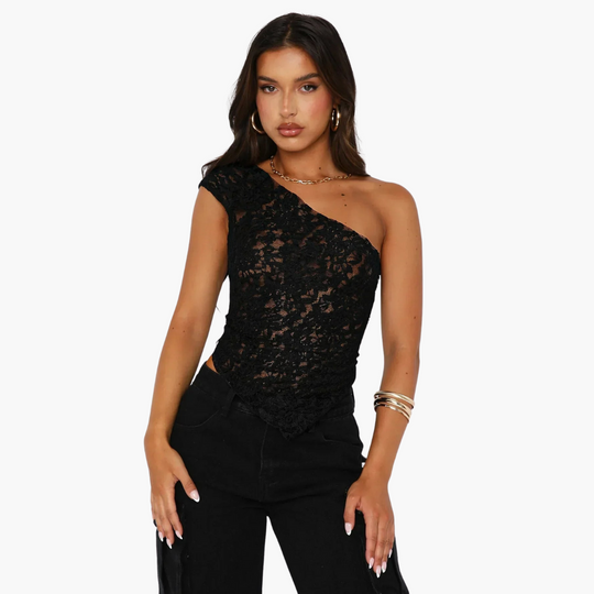 Haut asymétrique en dentelle pour femme – look tendance asymétrique 