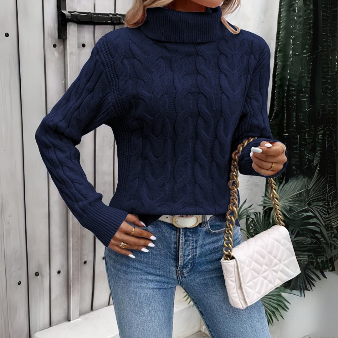Valérie | Pull col roulé chaud en tricot pour femme