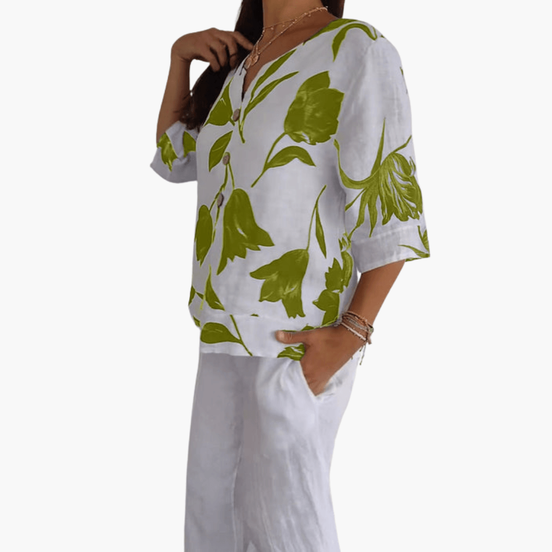 Chemisier à imprimé floral pour femme – Haut d'été à col en V