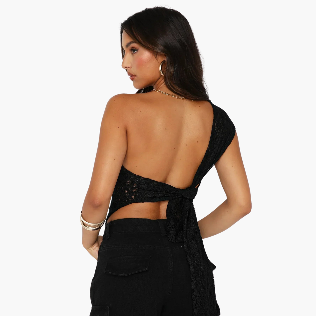 Haut asymétrique en dentelle pour femme – look tendance asymétrique 