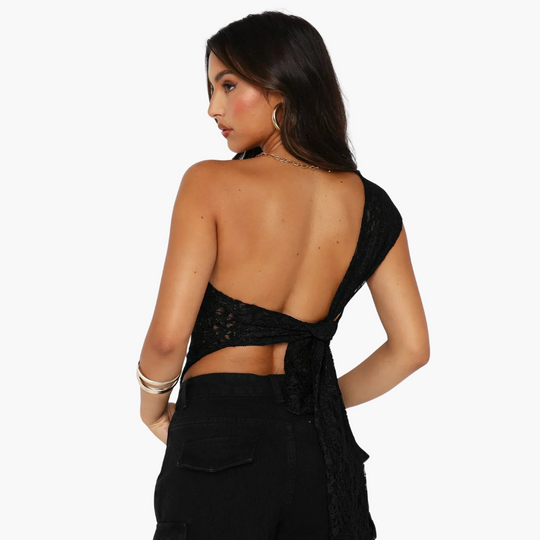 Haut asymétrique en dentelle pour femme – look tendance asymétrique 