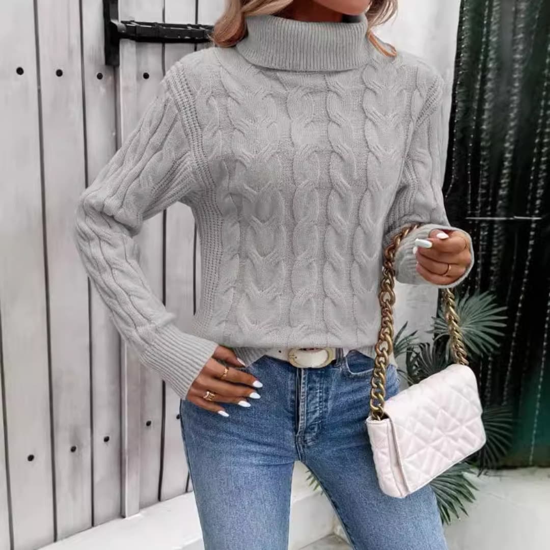 Valérie | Pull col roulé chaud en tricot pour femme
