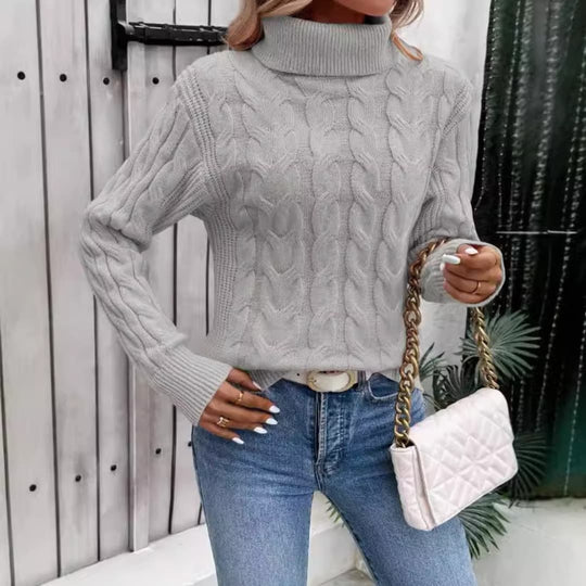 Valérie | Pull col roulé chaud en tricot pour femme