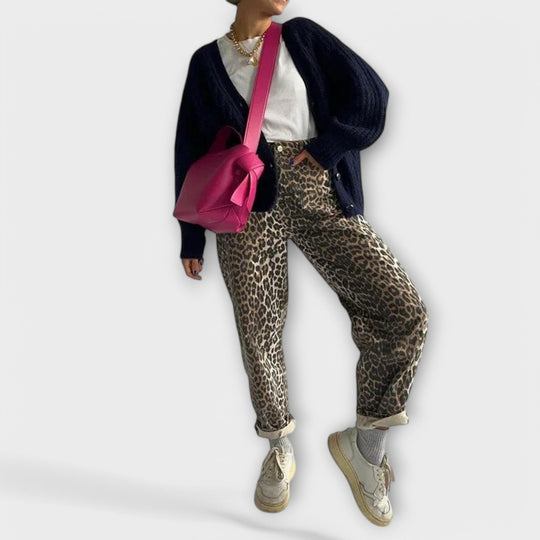 Chandra - Jean vintage imprimé léopard